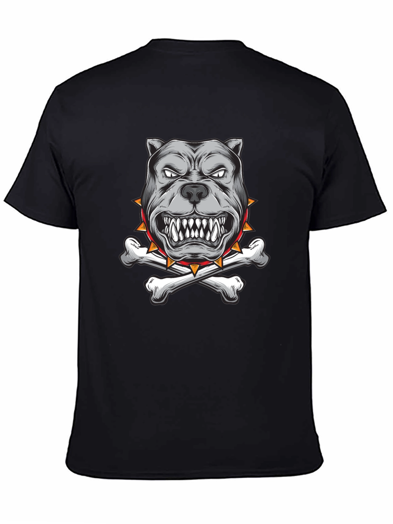 Black Pitbull Dog with Bones Graphic T-Shirt view 4