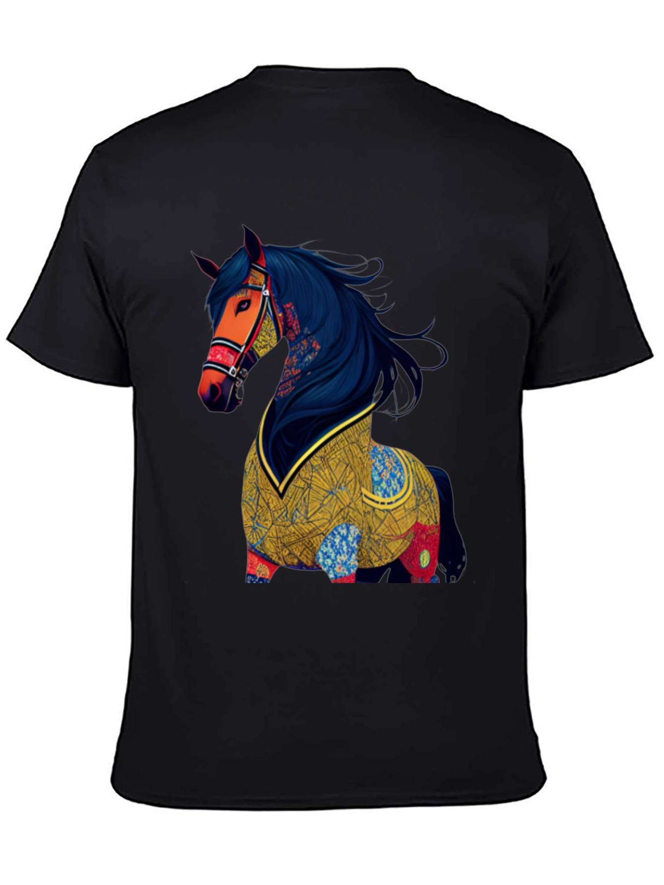 Black Artistic Horse Graphic T-Shirt view 4