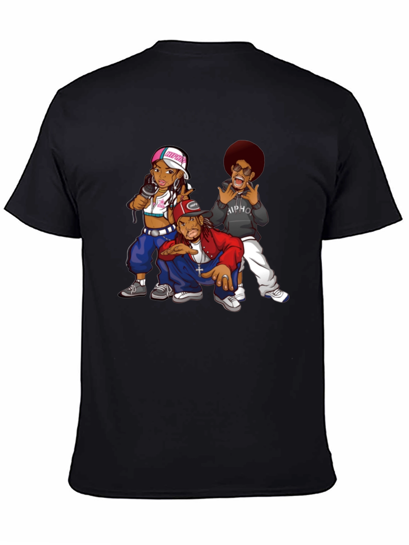 Black Cartoon Hip-Hop Group Black T-Shirt view 4