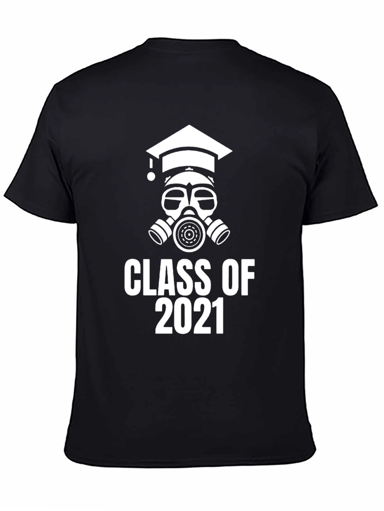 Black Class of 2021 Graduation Gas Mask Graphic Tee view 4