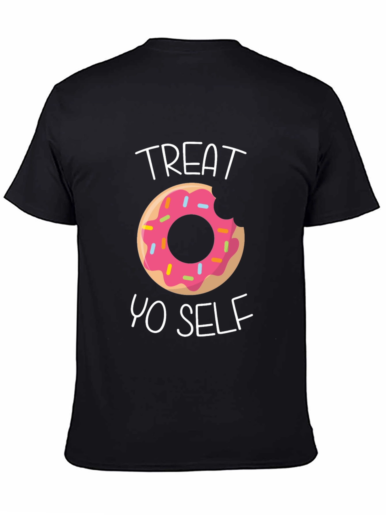 Black Treat Yo Self Donut T-Shirt - Funny Graphic Tee view 4