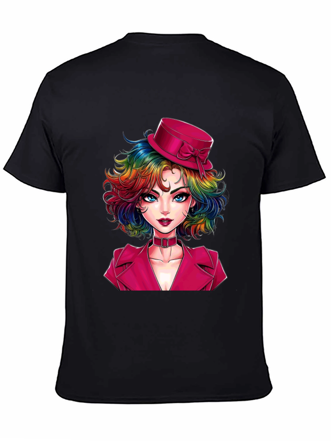 Black Rainbow Hair Girl T-Shirt view 4