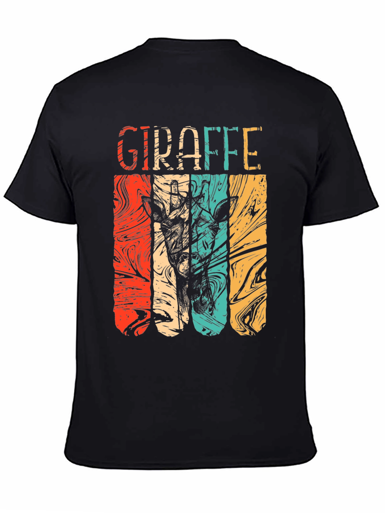 Black Retro Giraffe T-Shirt - Vintage Style Graphic Tee view 4
