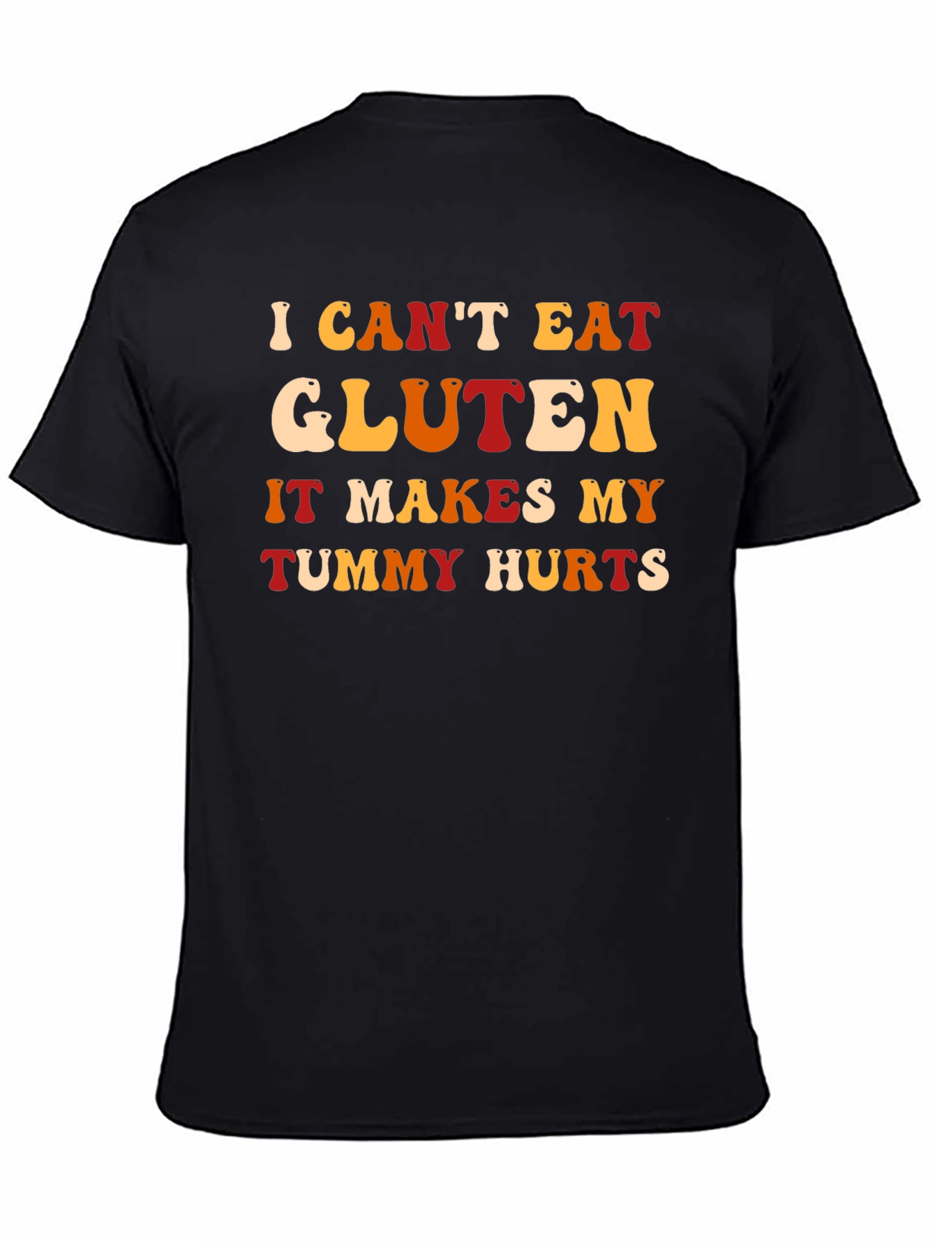 Black I Can't Eat Gluten T-Shirt Funny Food Allergy Tee view 4