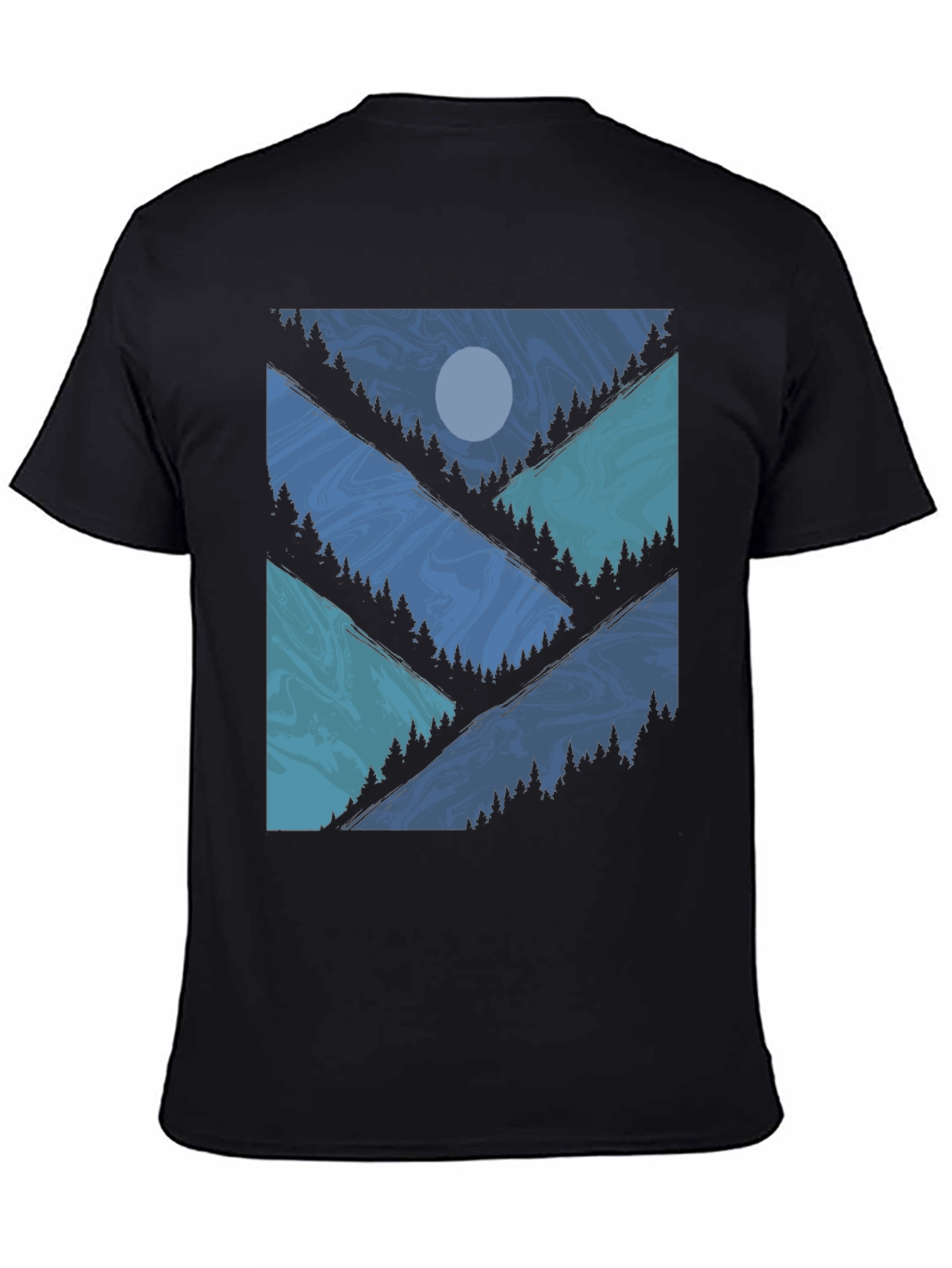 Black Nature Scene Graphic Tee - Men's Black T-Shirt view 4
