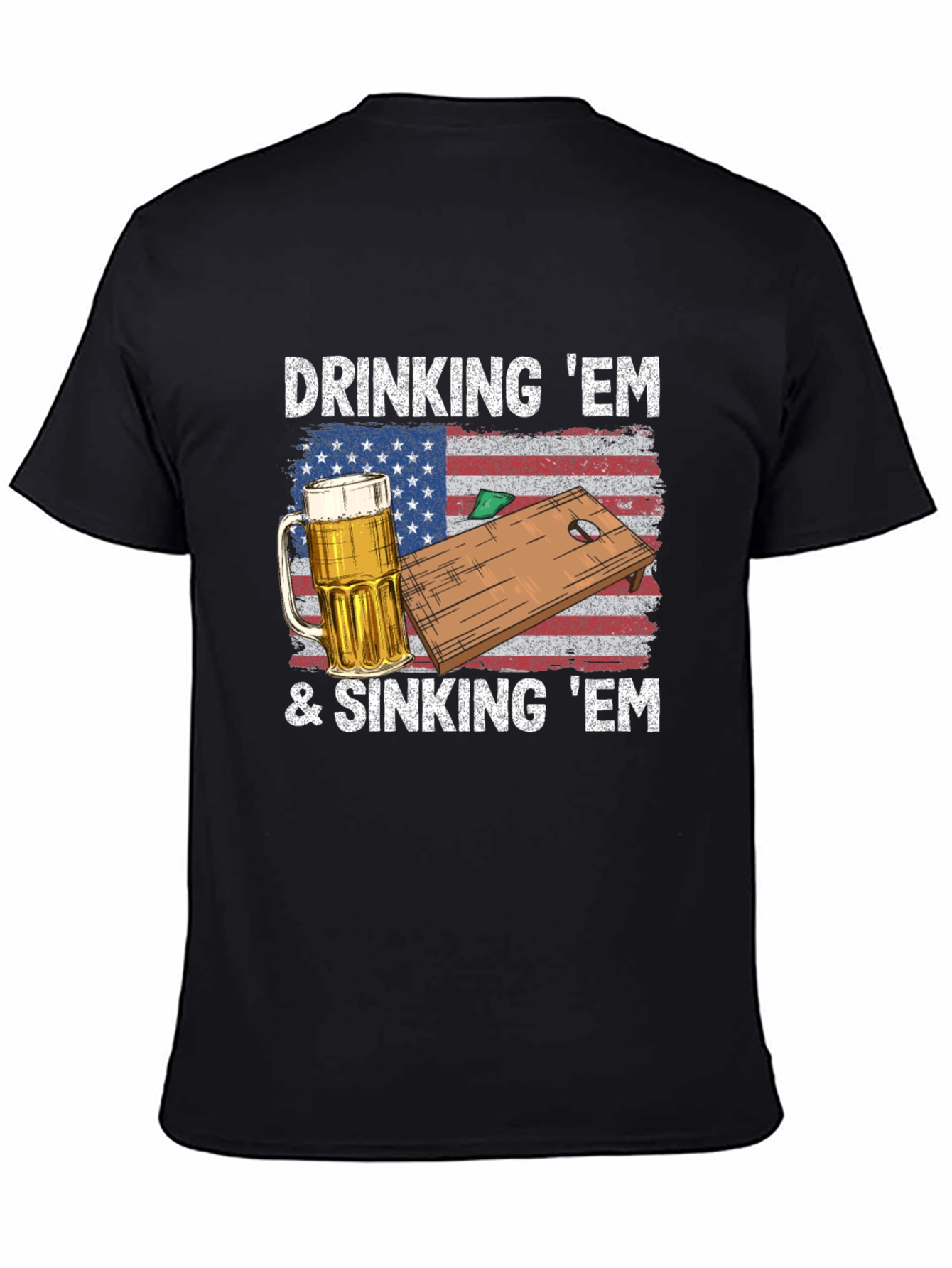 Black Drinking & Sinking 'Em Cornhole T-Shirt view 4