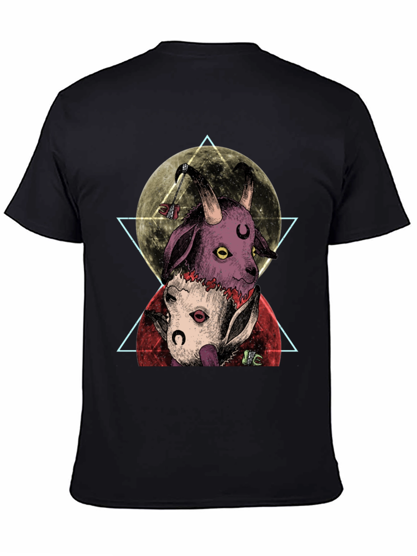 Black Occult Goat Tee: Moonlit Baphomet Design view 4