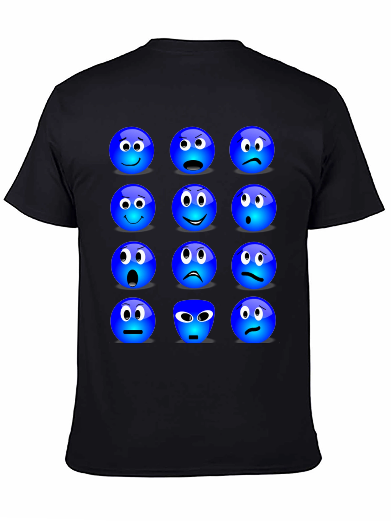 Black Emoji Expressions Graphic T-Shirt view 4