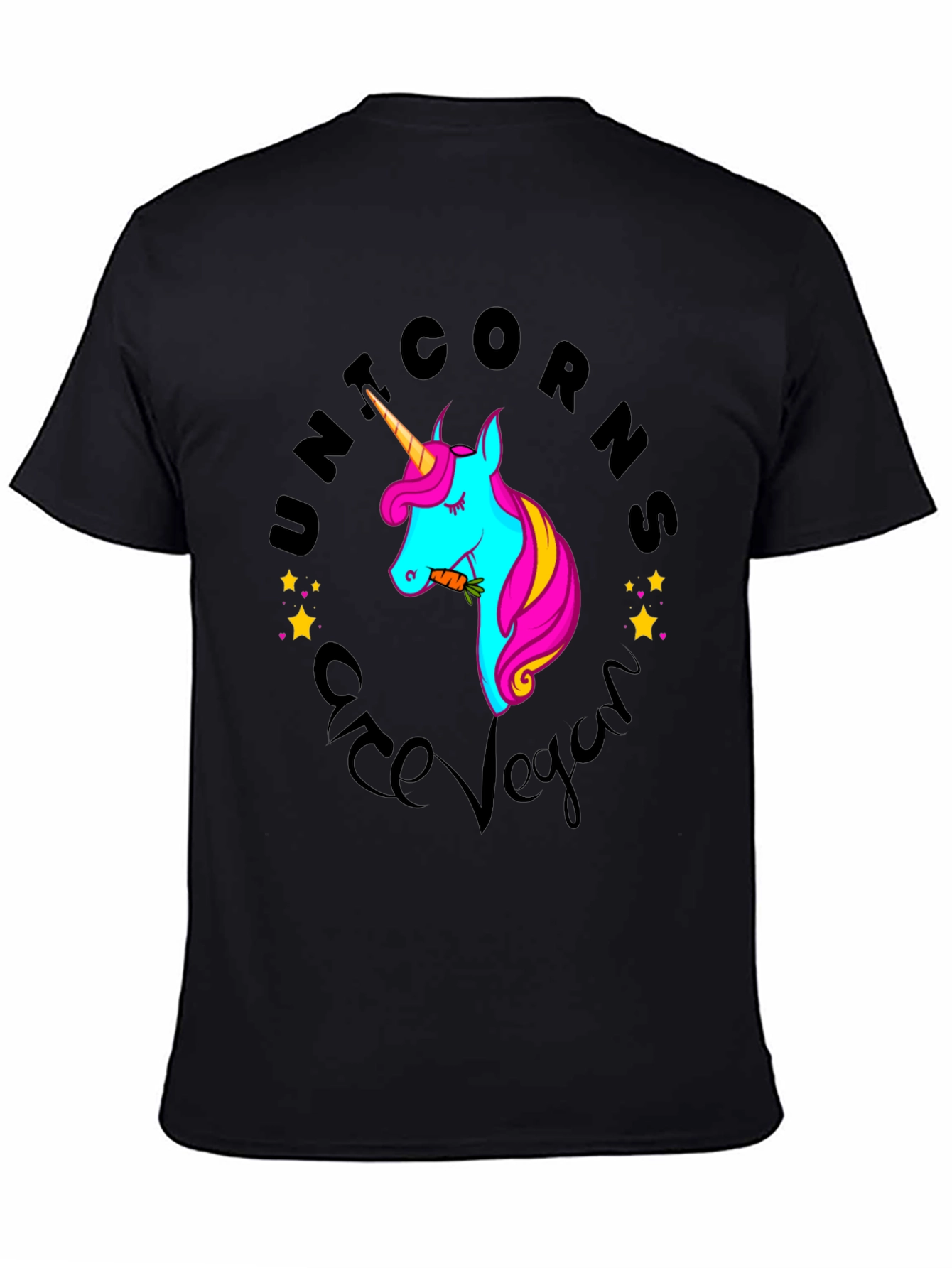 Black Unicorns Are Vegan Black T-Shirt view 4