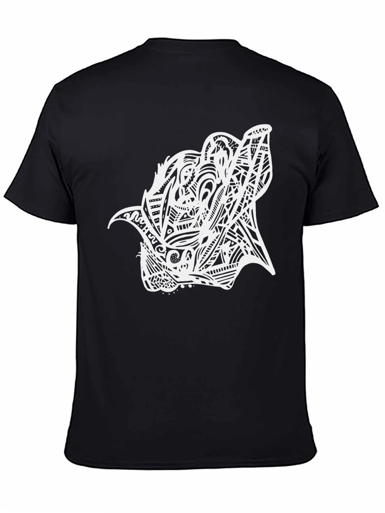 Black Abstract Wolf Graphic Print Black T-Shirt view 4