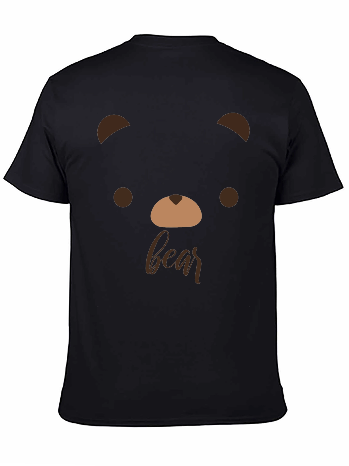 Black Cute Bear Face Graphic Tee - Soft Cotton T-Shirt view 4