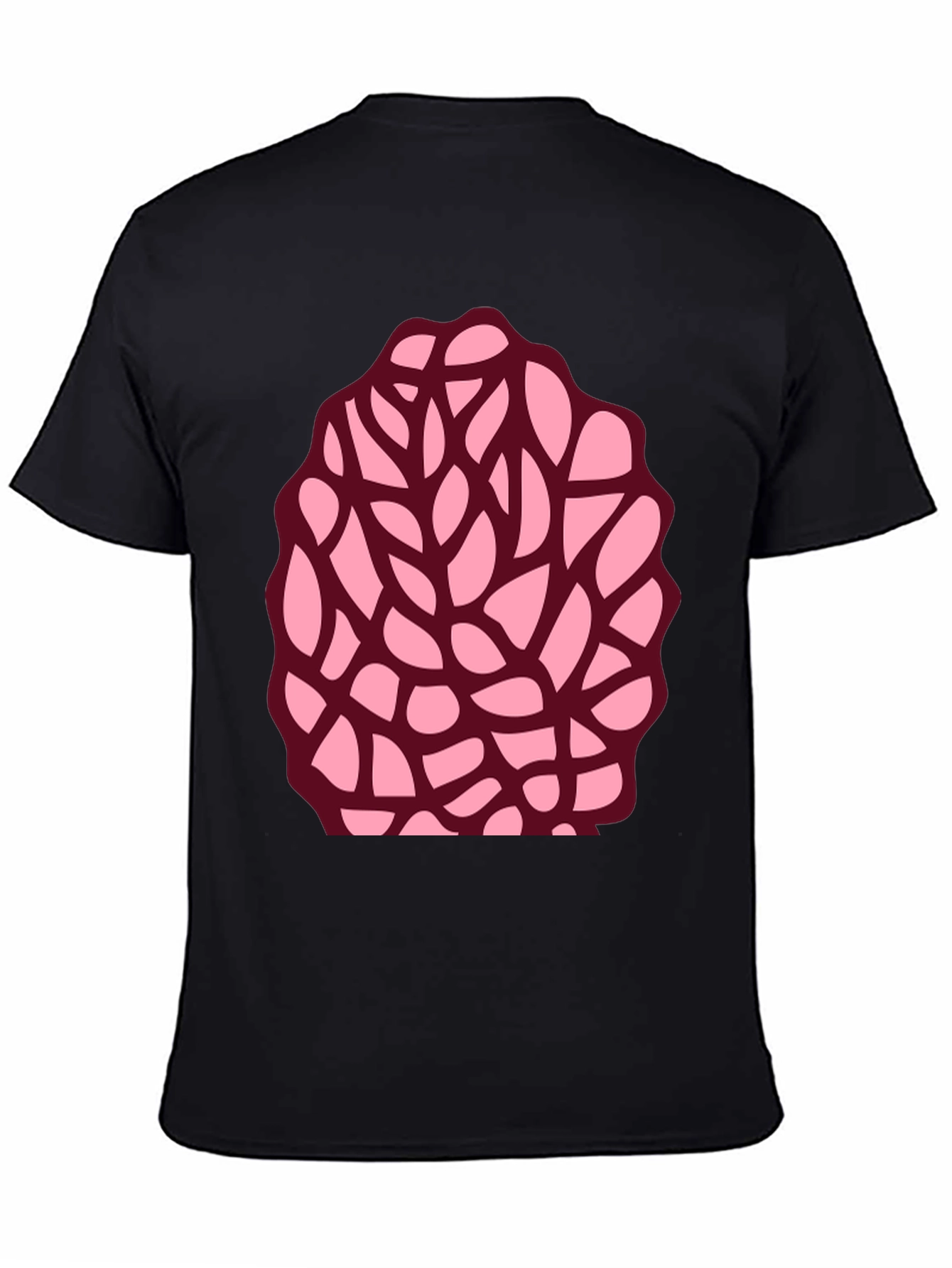 Black Unique Brain Coral Graphic Tee - Black Cotton Blend view 4