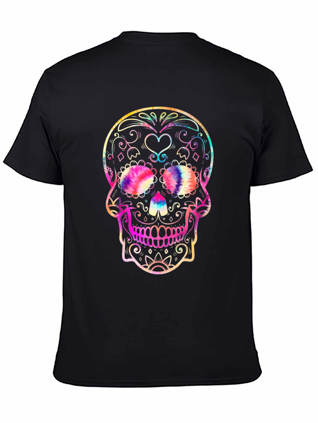 Black Sugar Skull Graphic Tee - Black Cotton Blend view 4