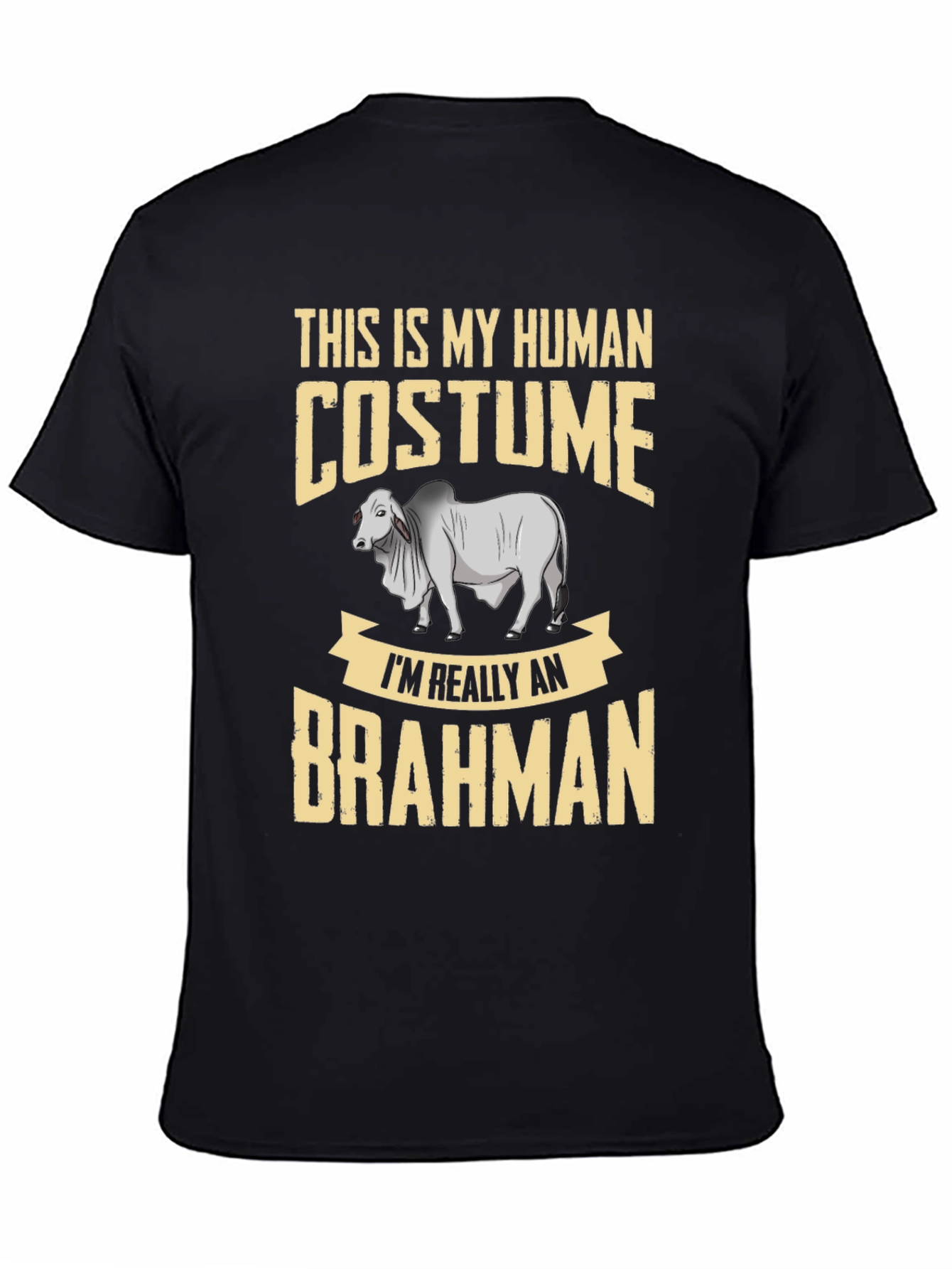 Black Human Costume Brahman Cattle Funny Graphic Tee view 4
