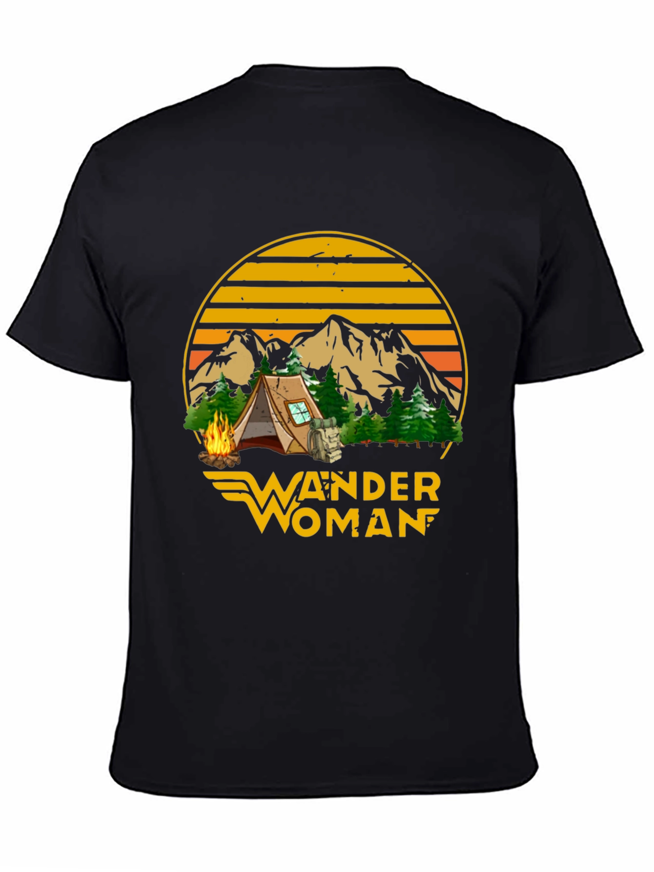 Black Wander Woman Camping Graphic Tee - Black view 4