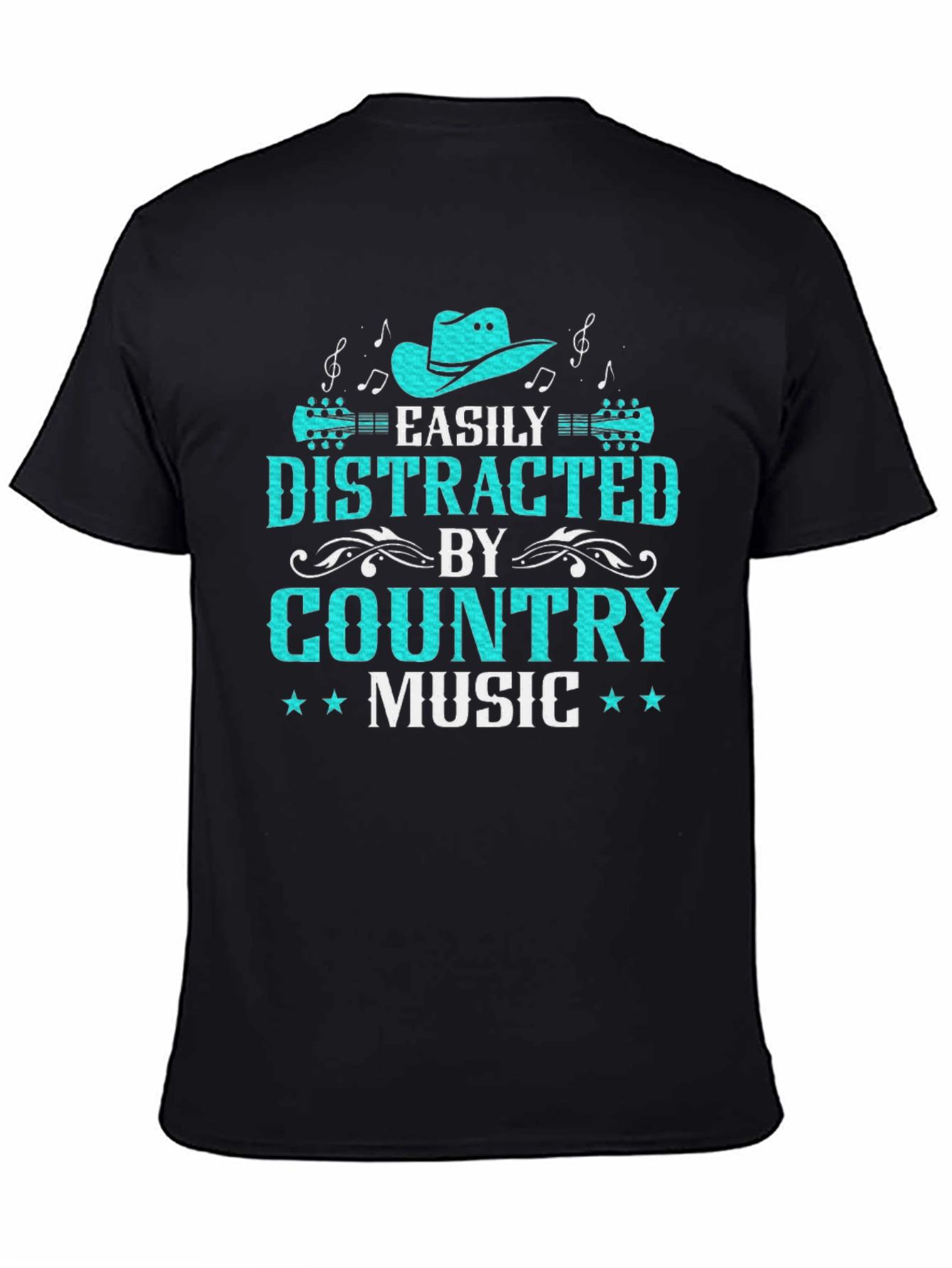 Black Country Music Graphic Tee - Easily Distracted view 4