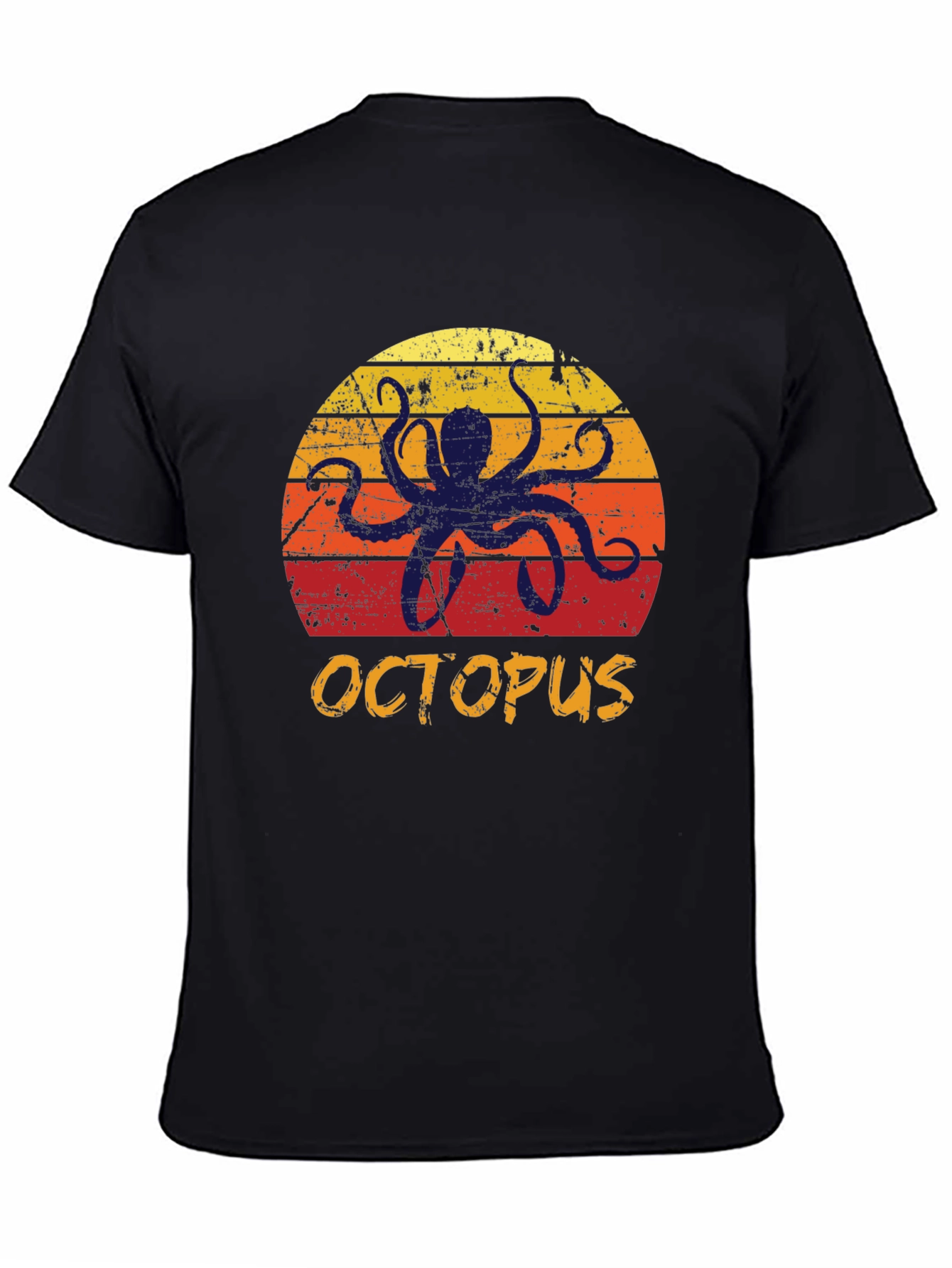 Black Retro Octopus Graphic T-Shirt view 4