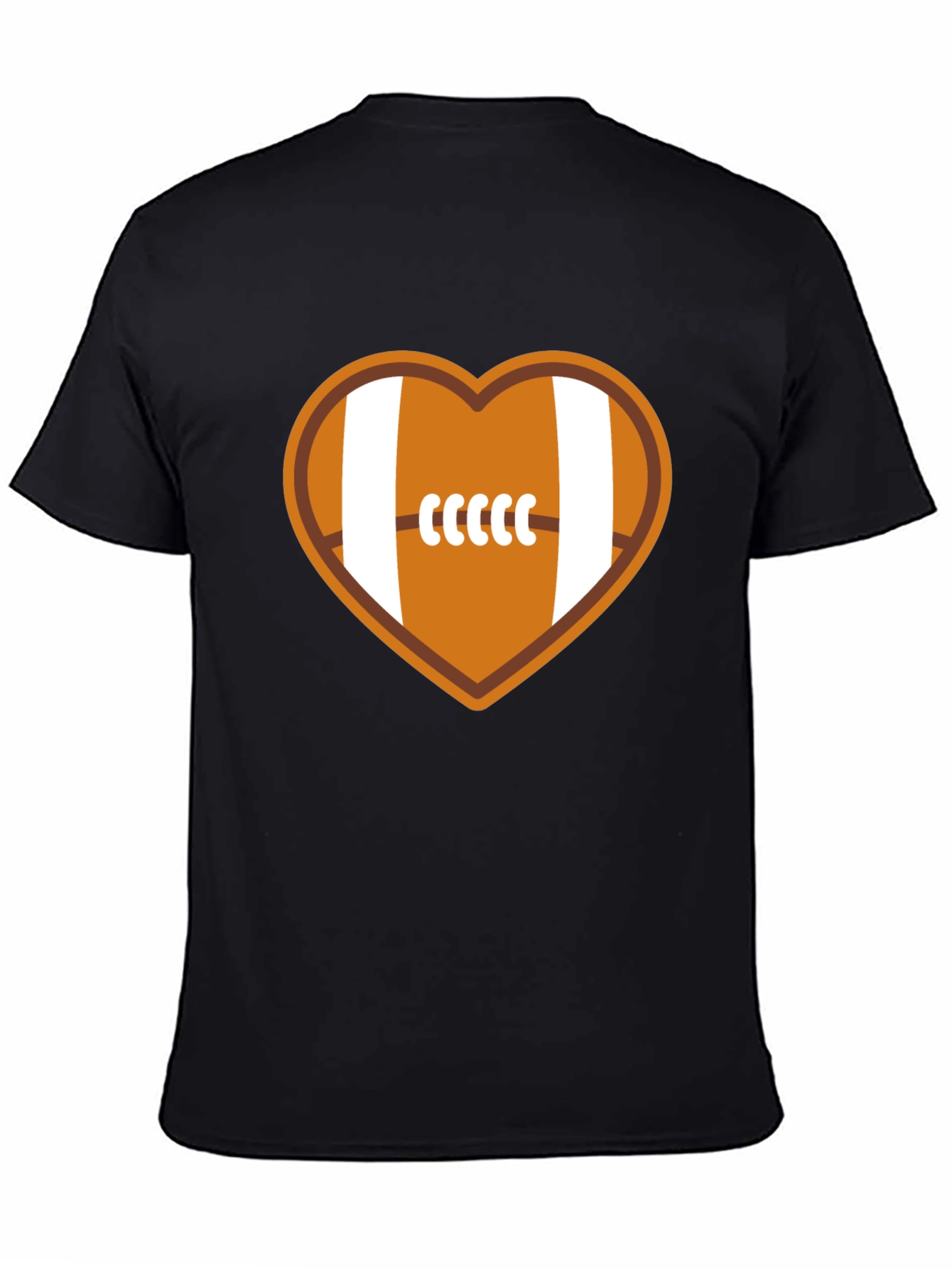 Black Football Heart Graphic Tee - Soft Cotton Blend view 4