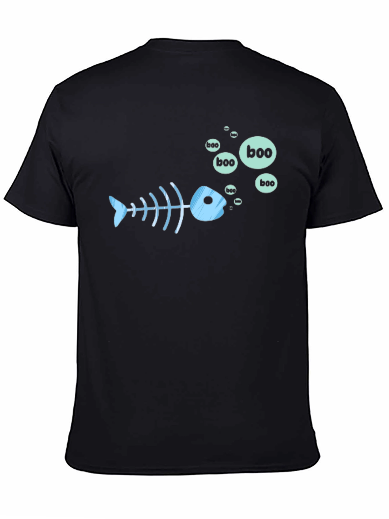 Black Boo Fish Skeleton Graphic Tee - Black view 4
