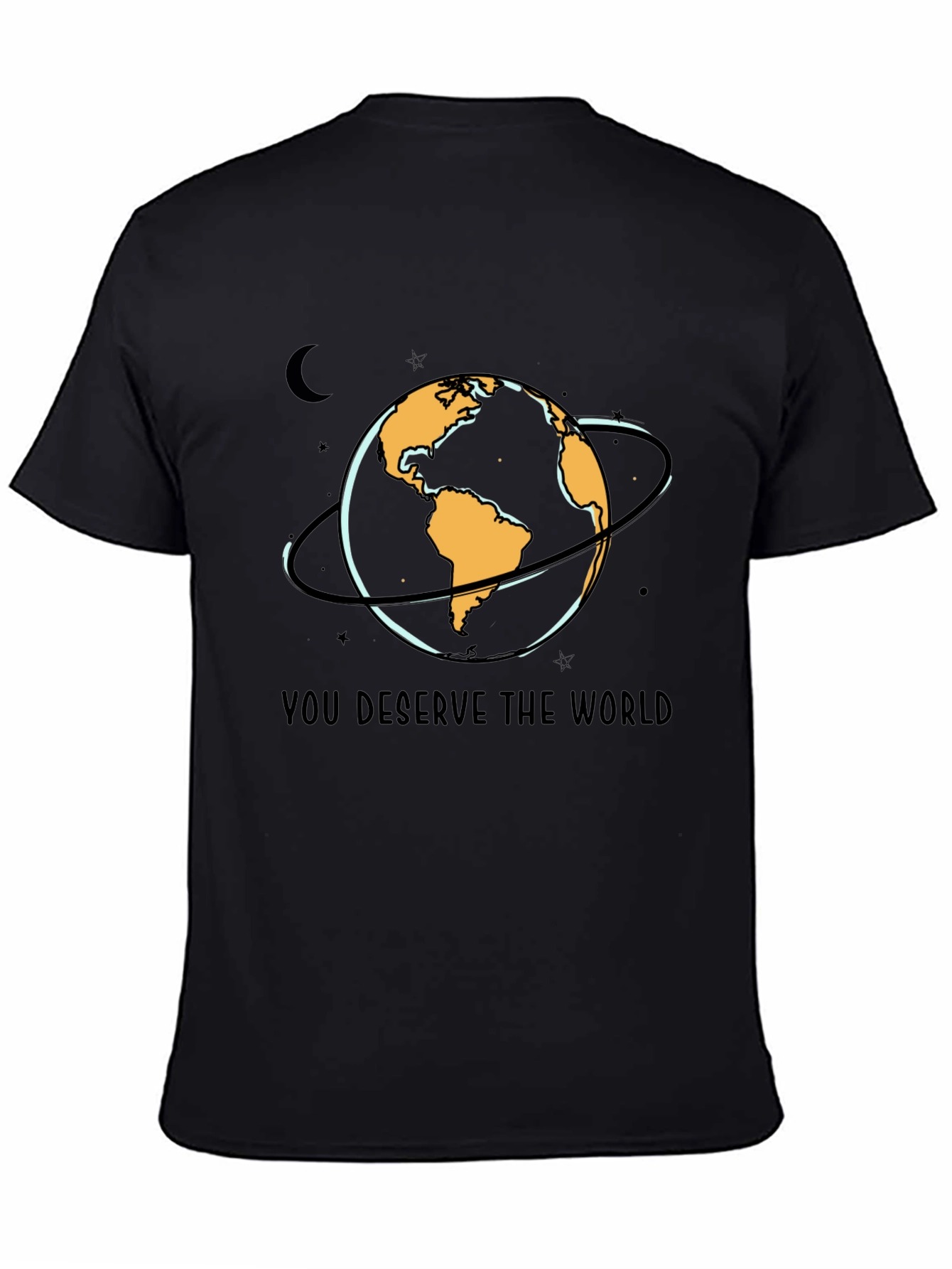 Black You Deserve the World Black Graphic Tee view 4