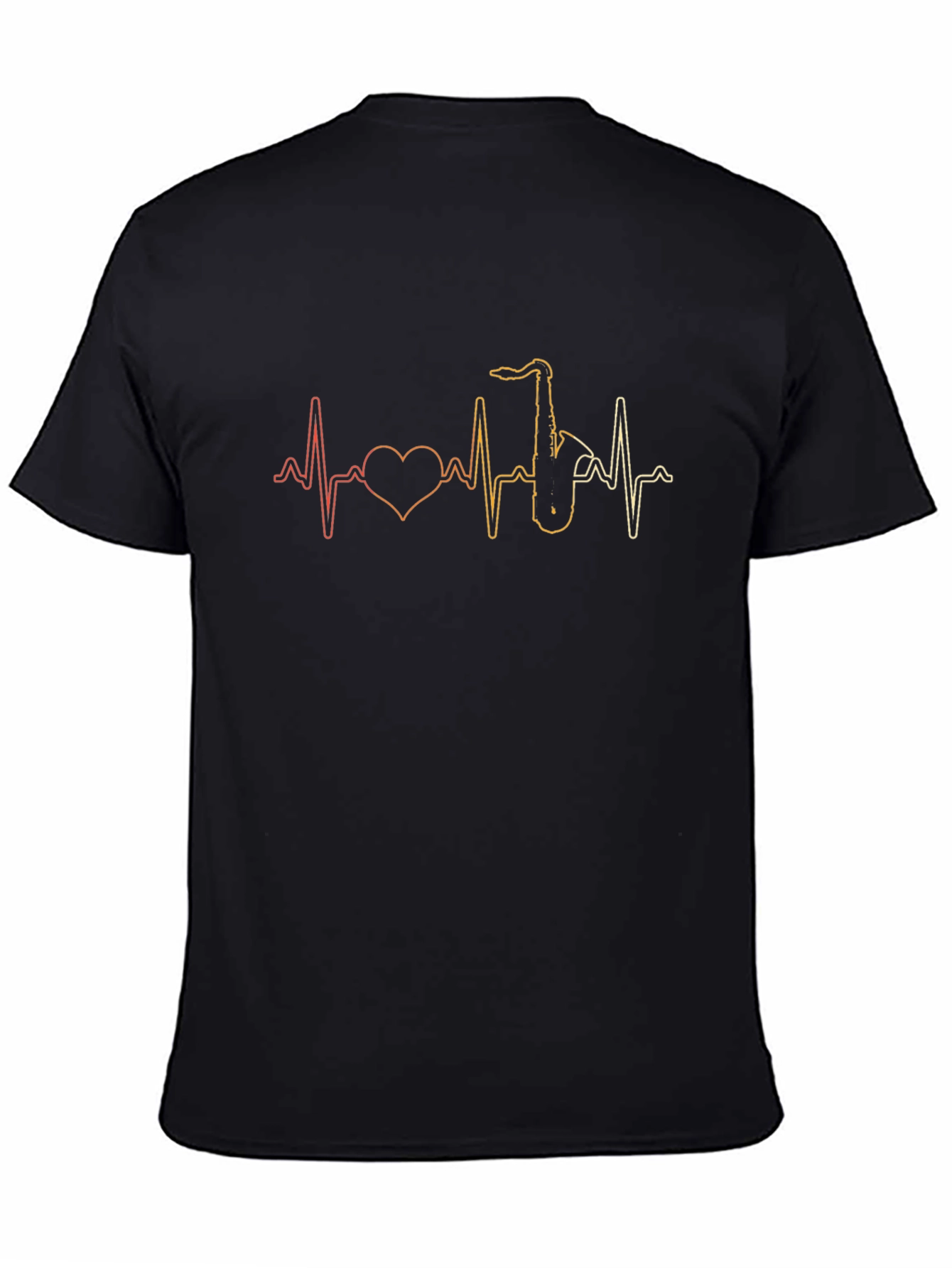 Black Saxophone Heartbeat T-Shirt: Music Lover Tee view 4