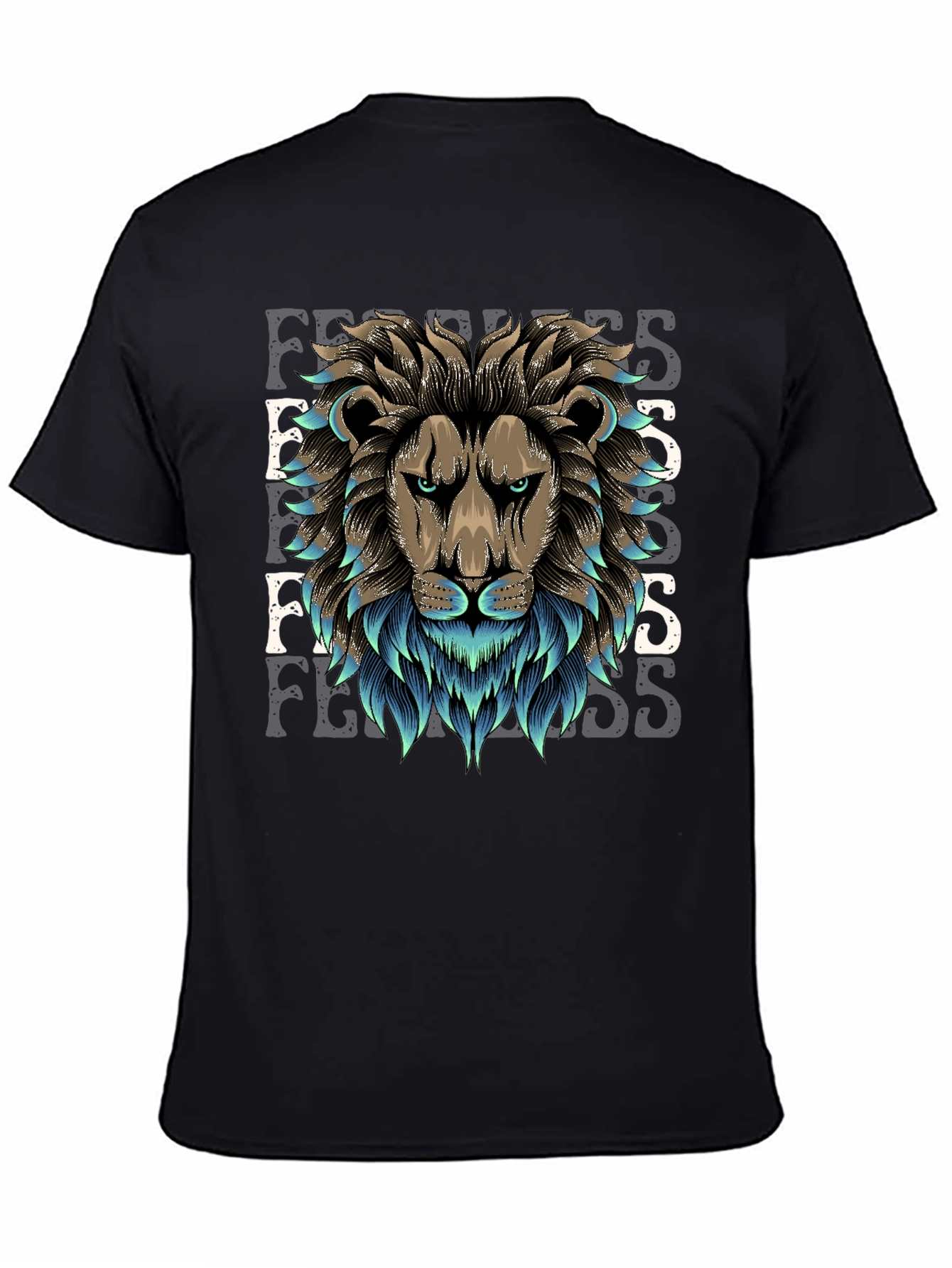 Black Fearless Lion Graphic Tee view 4