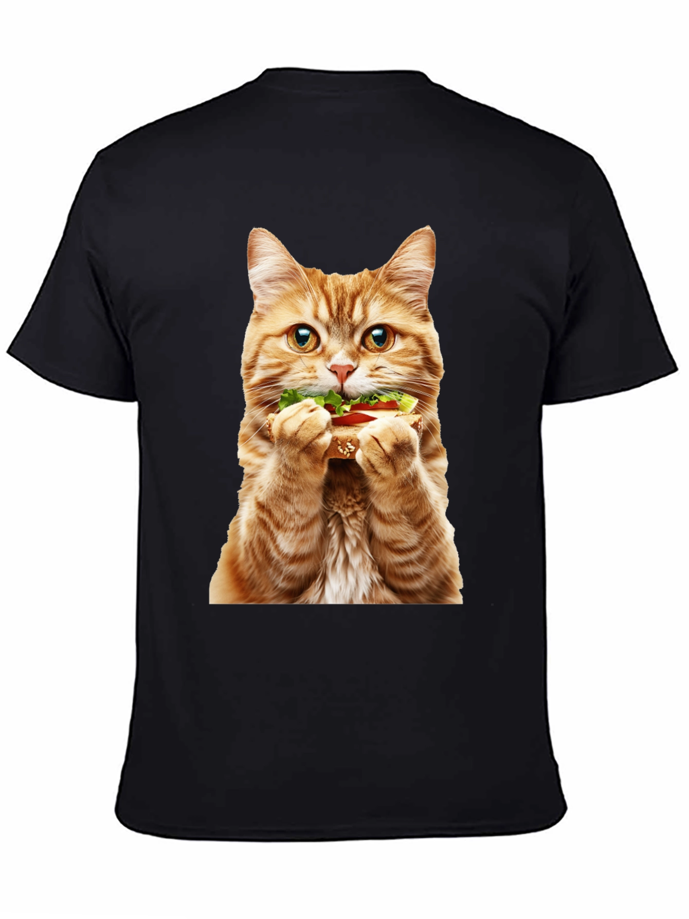 Black Cat Eating Sandwich Graphic Tee view 4