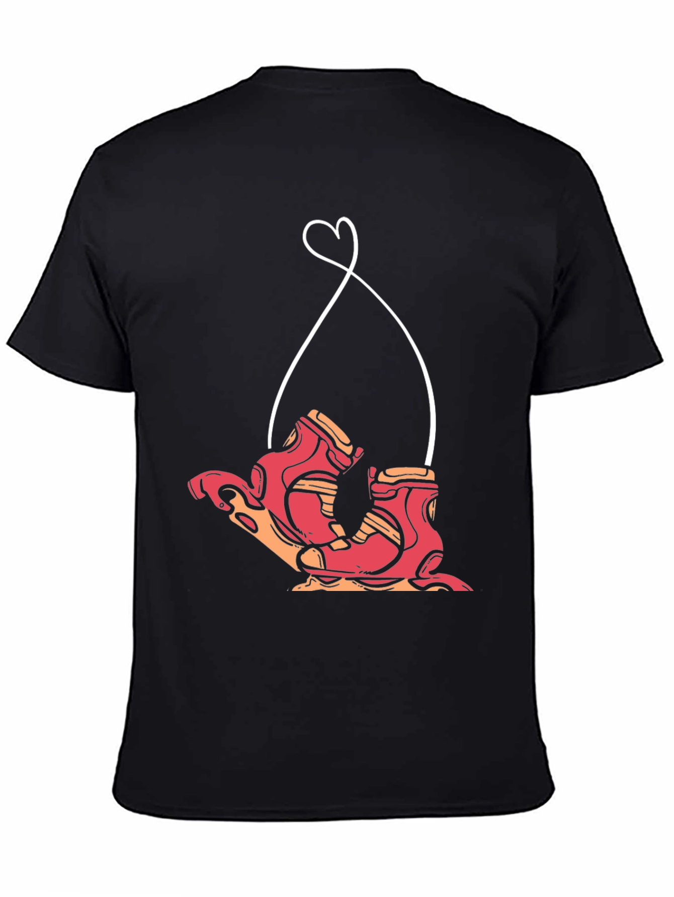 Black Retro Roller Skate Heart Graphic Tee view 4