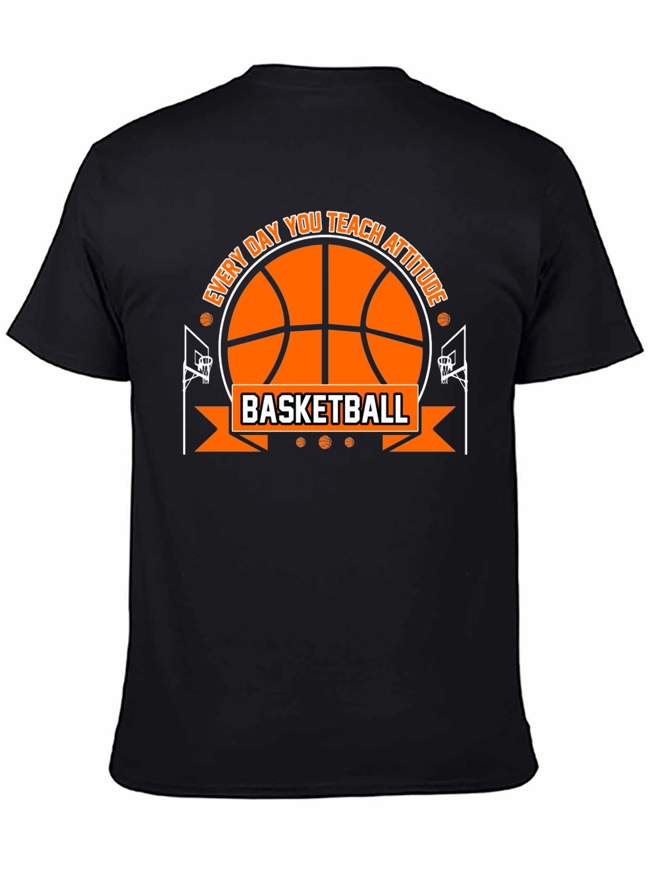 Black Basketball Attitude Graphic T-Shirt view 4