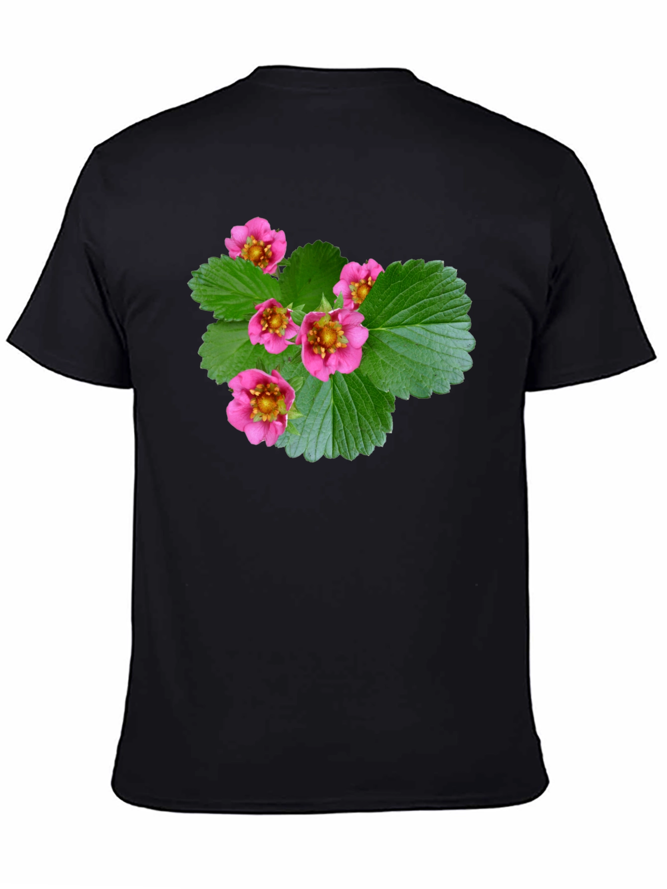Black Floral Print Black T-Shirt - Nature Inspired Design view 4