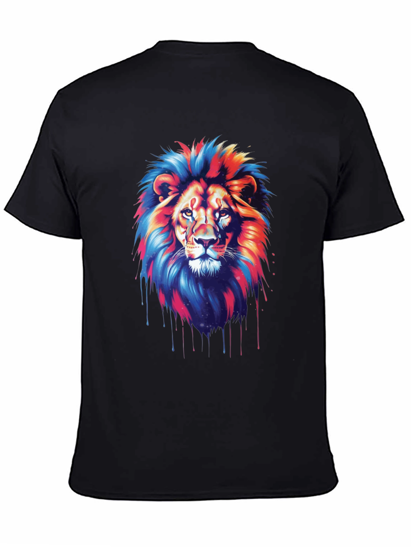 Black Vivid Lion Graphic Tee - Bold Style view 4