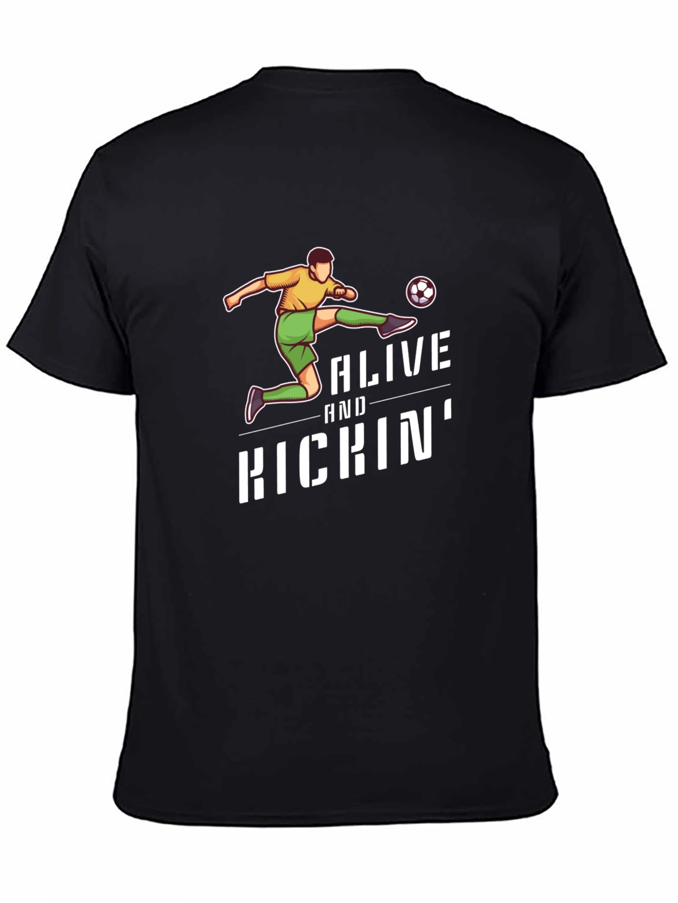 Black Alive and Kickin' Soccer Graphic Tee view 4