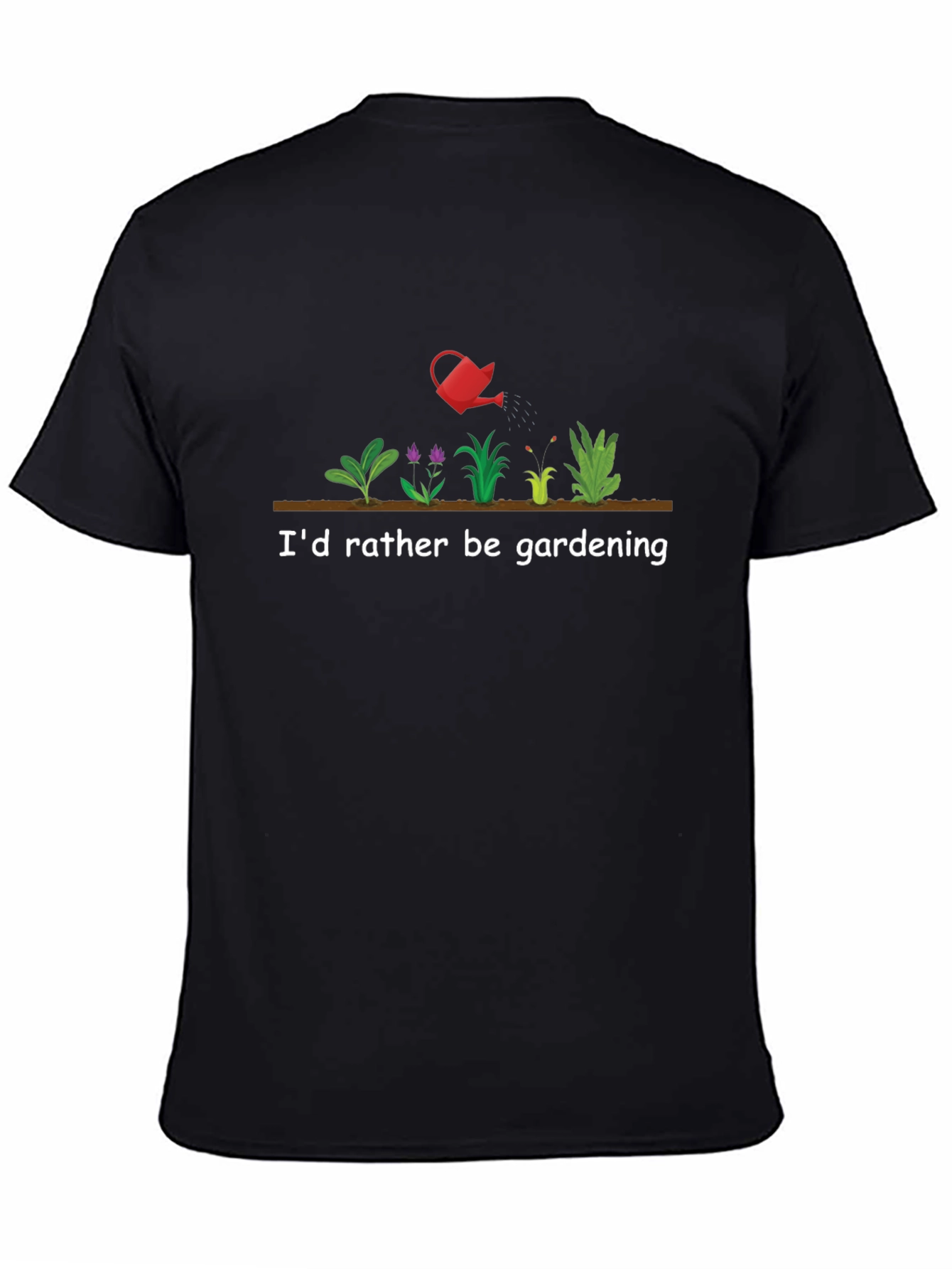 Black Gardening T-Shirt - I'd Rather Be Gardening Tee view 4