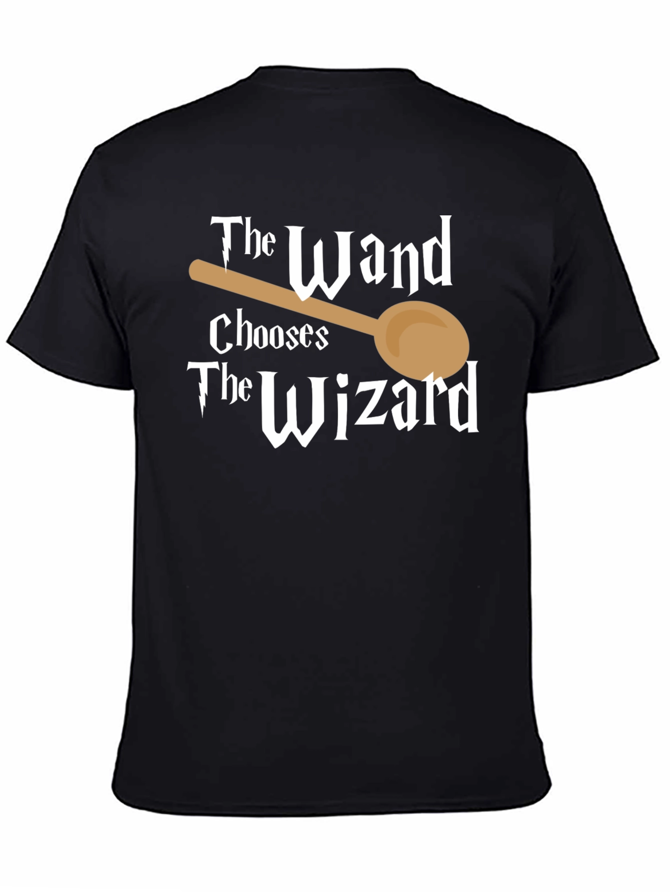 Black The Wand Chooses The Wizard Funny T-Shirt view 4