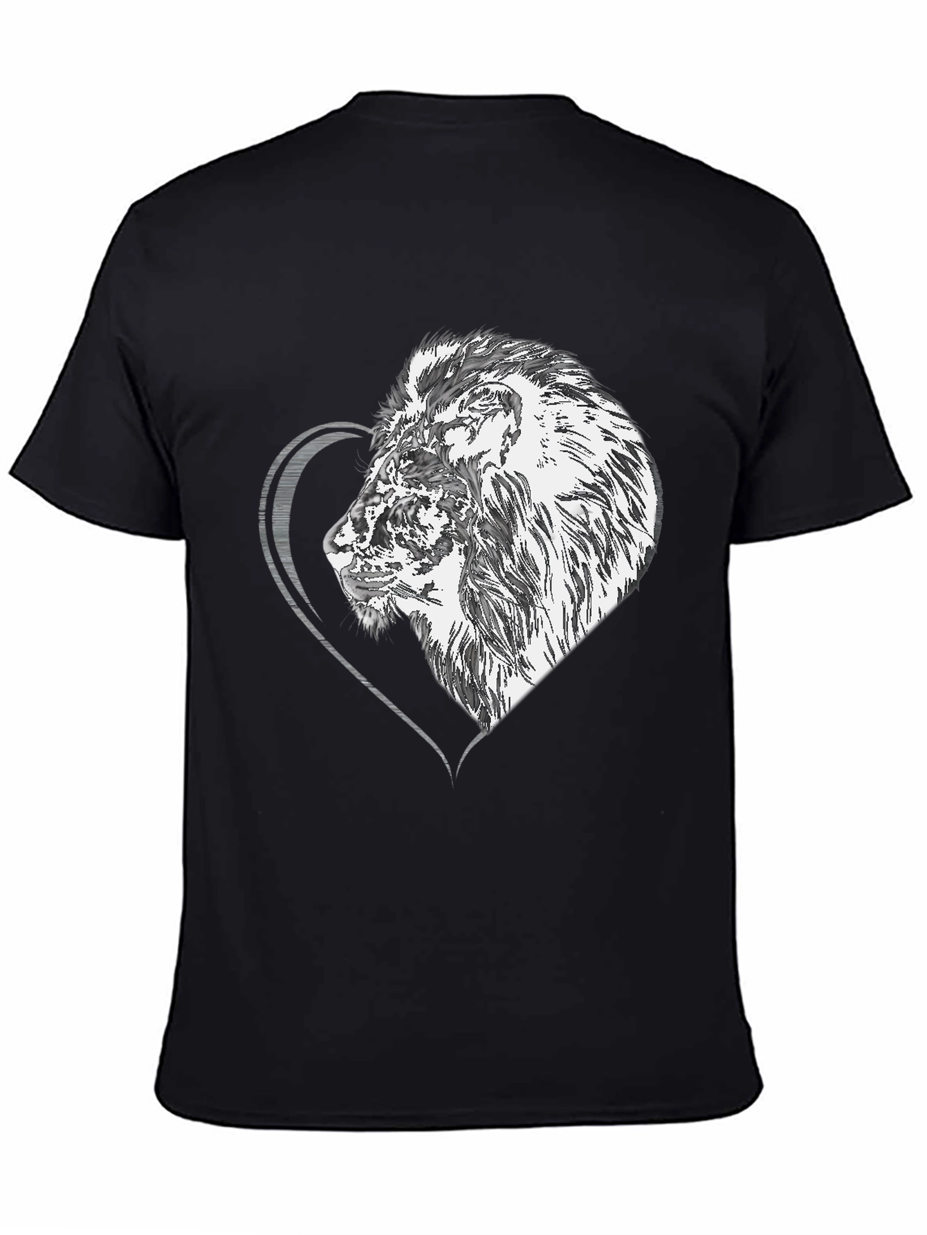 Black Lion Heart Graphic Tee - Black Unisex T-Shirt view 4