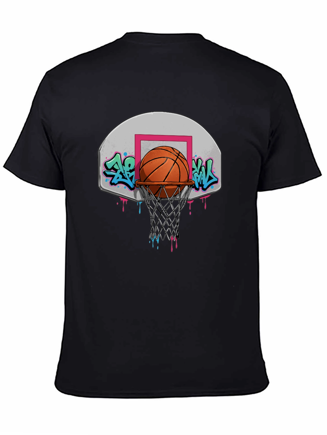 Black Basketball Hoop Graffiti T-Shirt - Urban Style Tee view 4