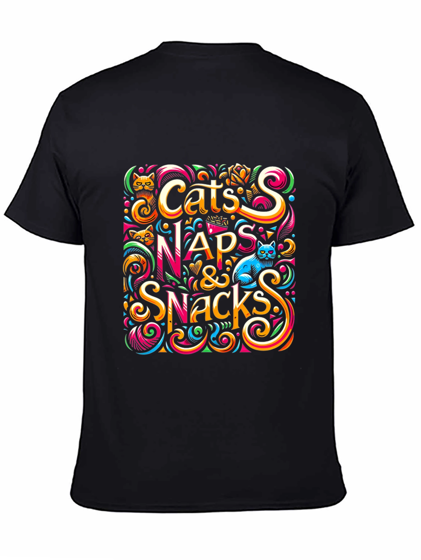 Black Cats Naps & Snacks Graphic Tee view 4