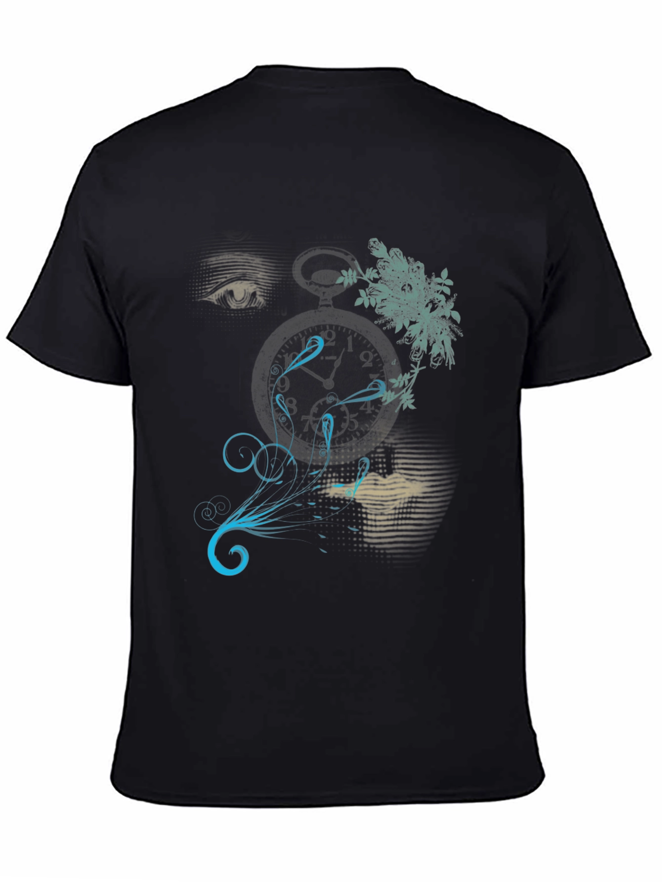 Black Surreal Dreamscape Graphic Print T-Shirt view 4