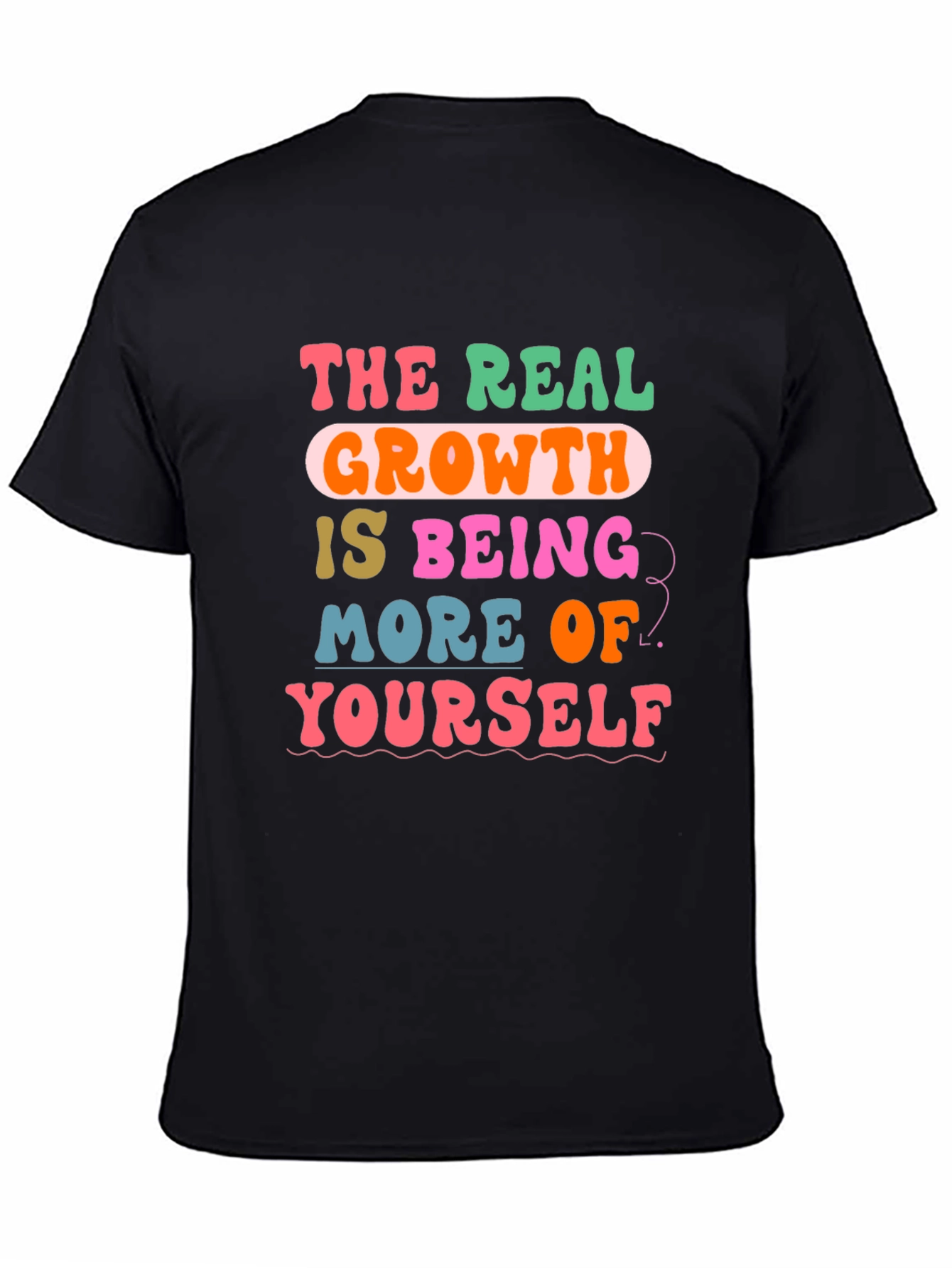 Black The Real Growth Retro Graphic T-Shirt view 4