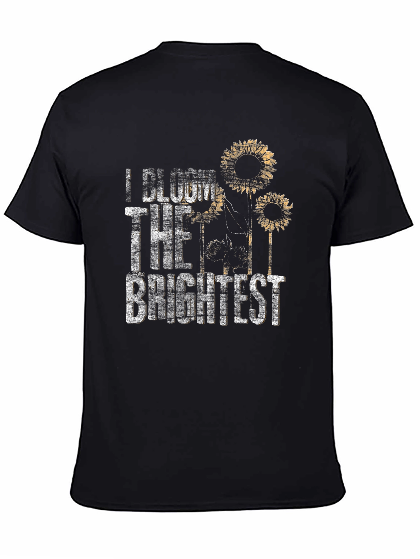 Black I Bloom the Brightest Sunflower Graphic T-Shirt view 4