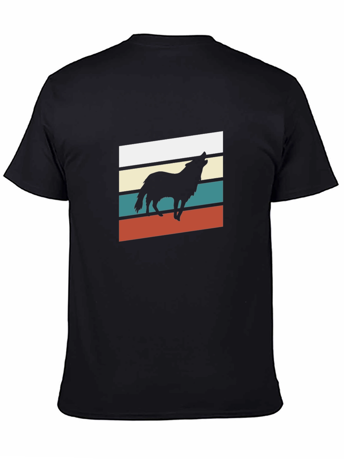 Black Retro Wolf Graphic Tee - Black view 4