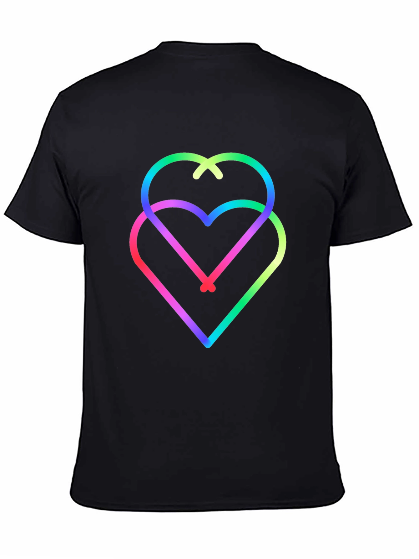 Black Rainbow Hearts Black Tee - Unique Graphic Design view 4
