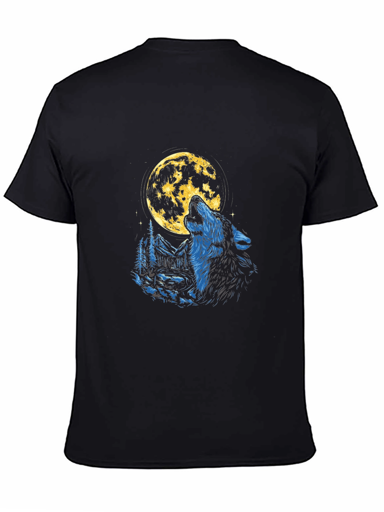 Black Wolf Moon Graphic T-Shirt - Black Cotton Tee view 4