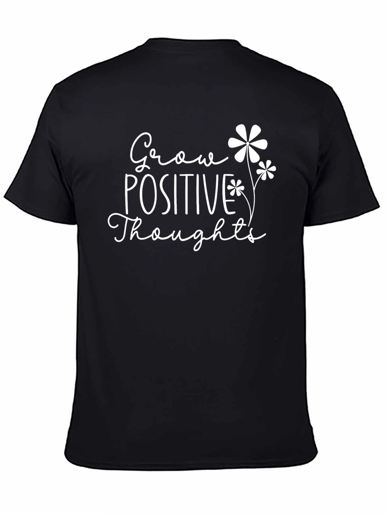 Black Grow Positive Thoughts Graphic Tee - Black Cotton T-Shirt view 4