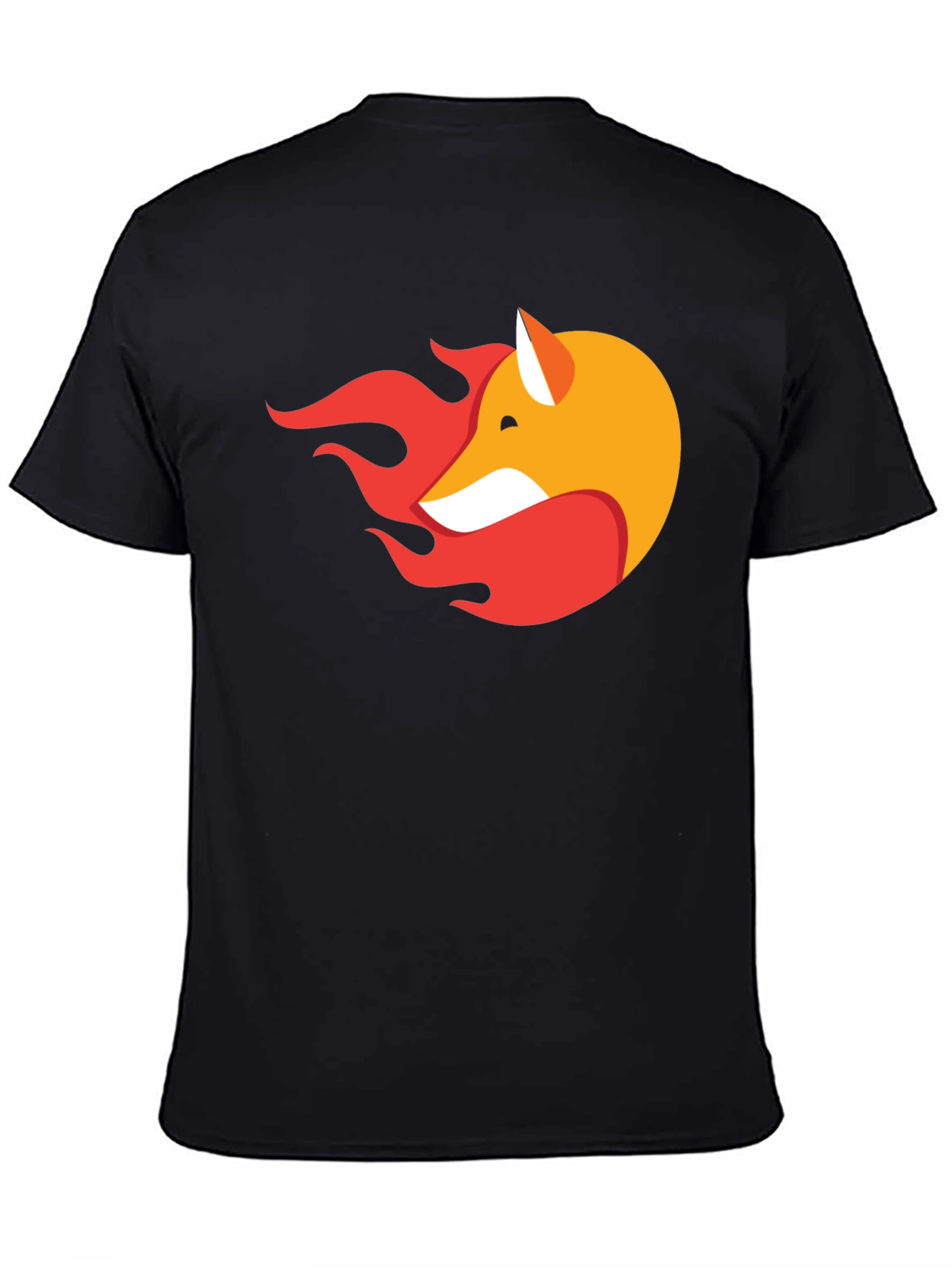 Black Stylish Black T-Shirt with Fox & Flame Graphic view 4
