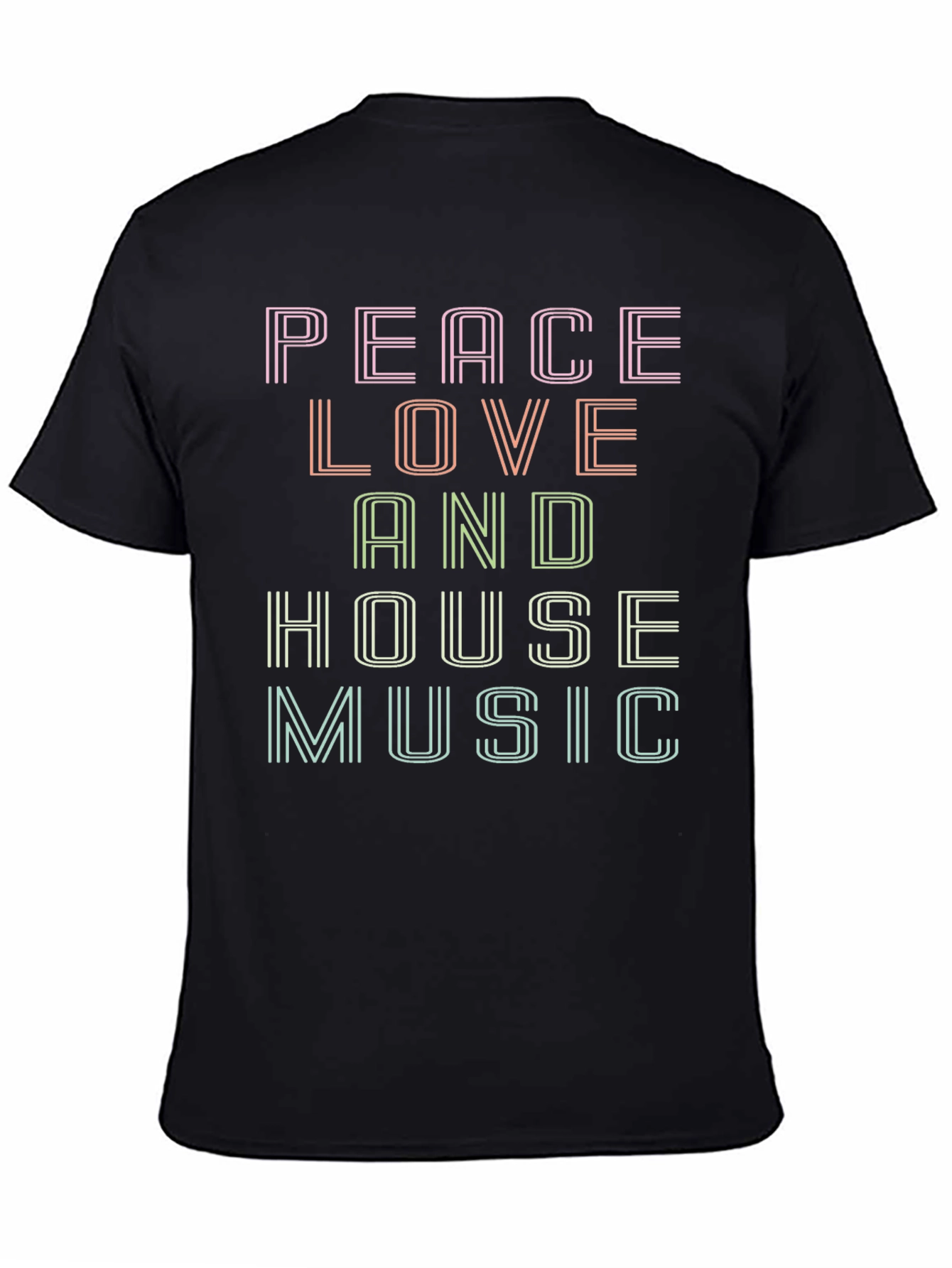 Black Peace Love House Music Graphic T-Shirt view 4