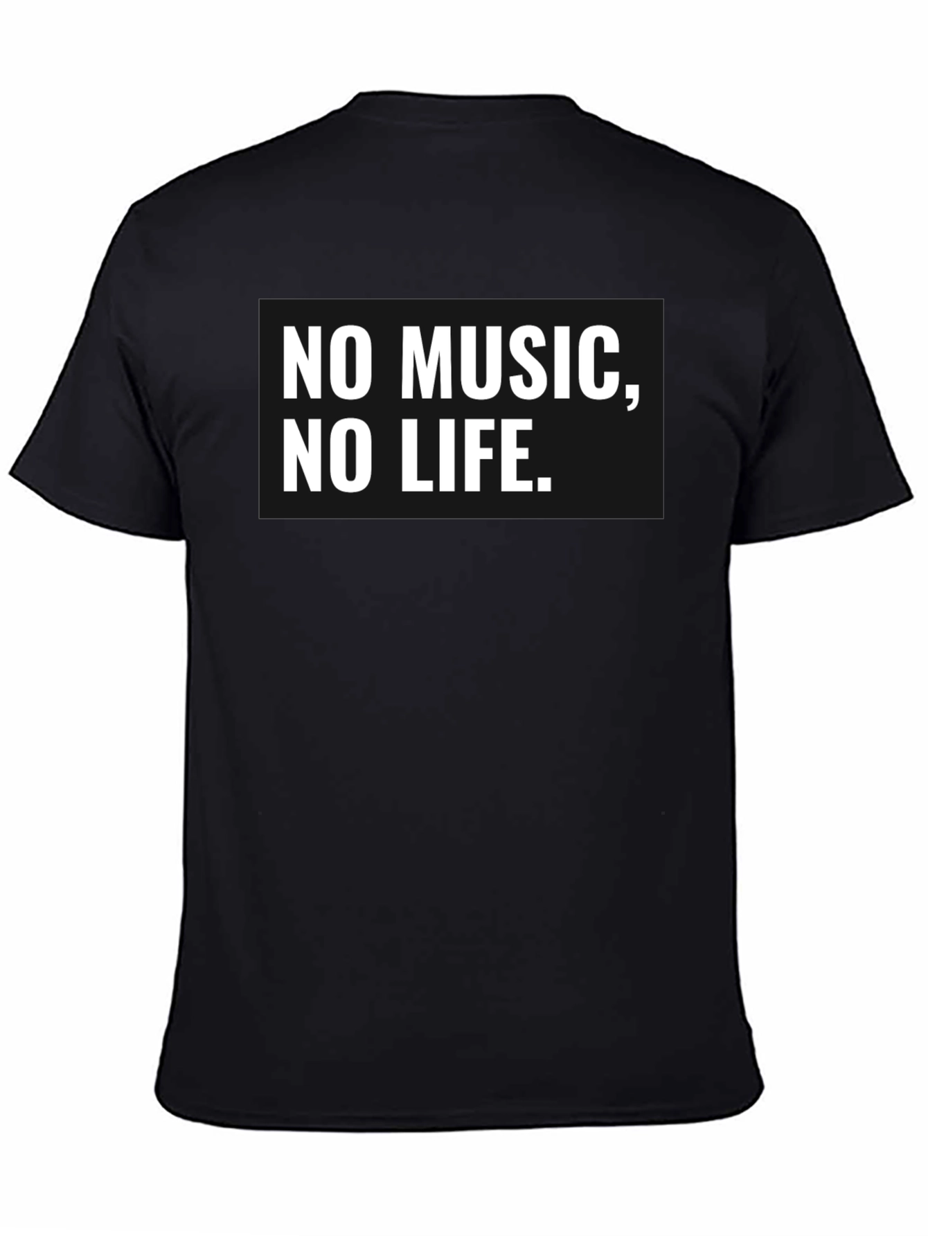 Black No Music, No Life T-Shirt - Black Cotton Tee view 4