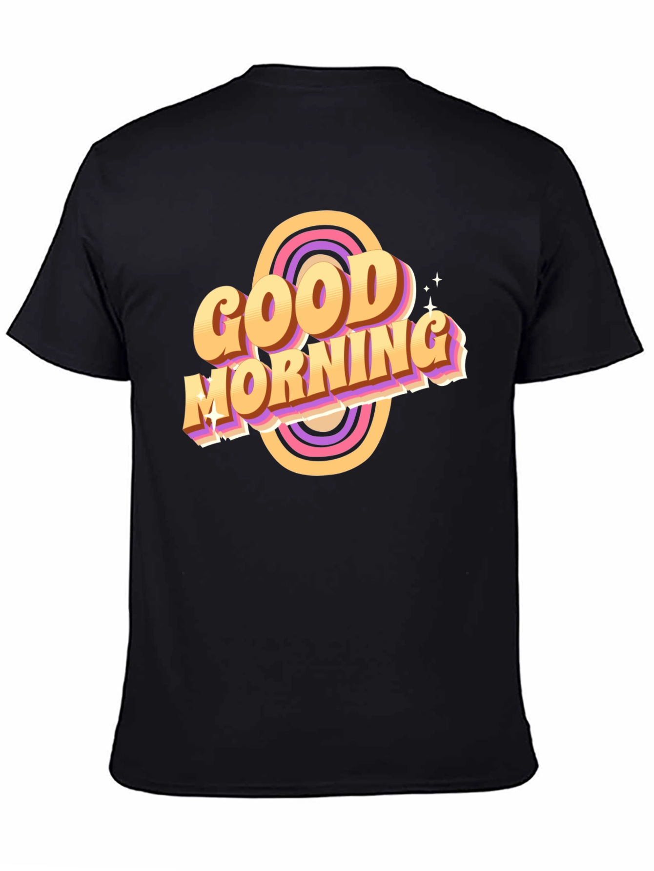 Black Good Morning Retro T-Shirt Black view 4