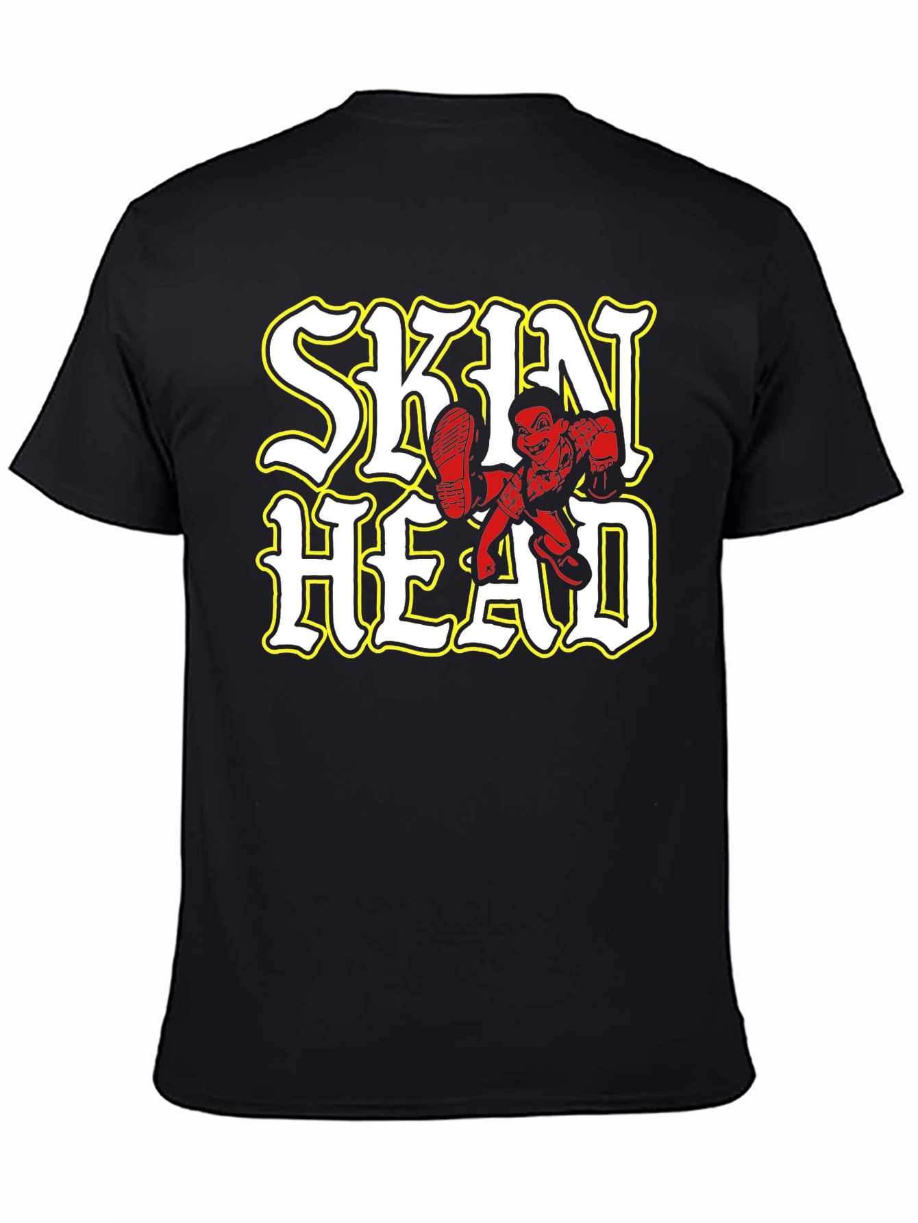 Black Skinhead Graphic Black T-Shirt view 4