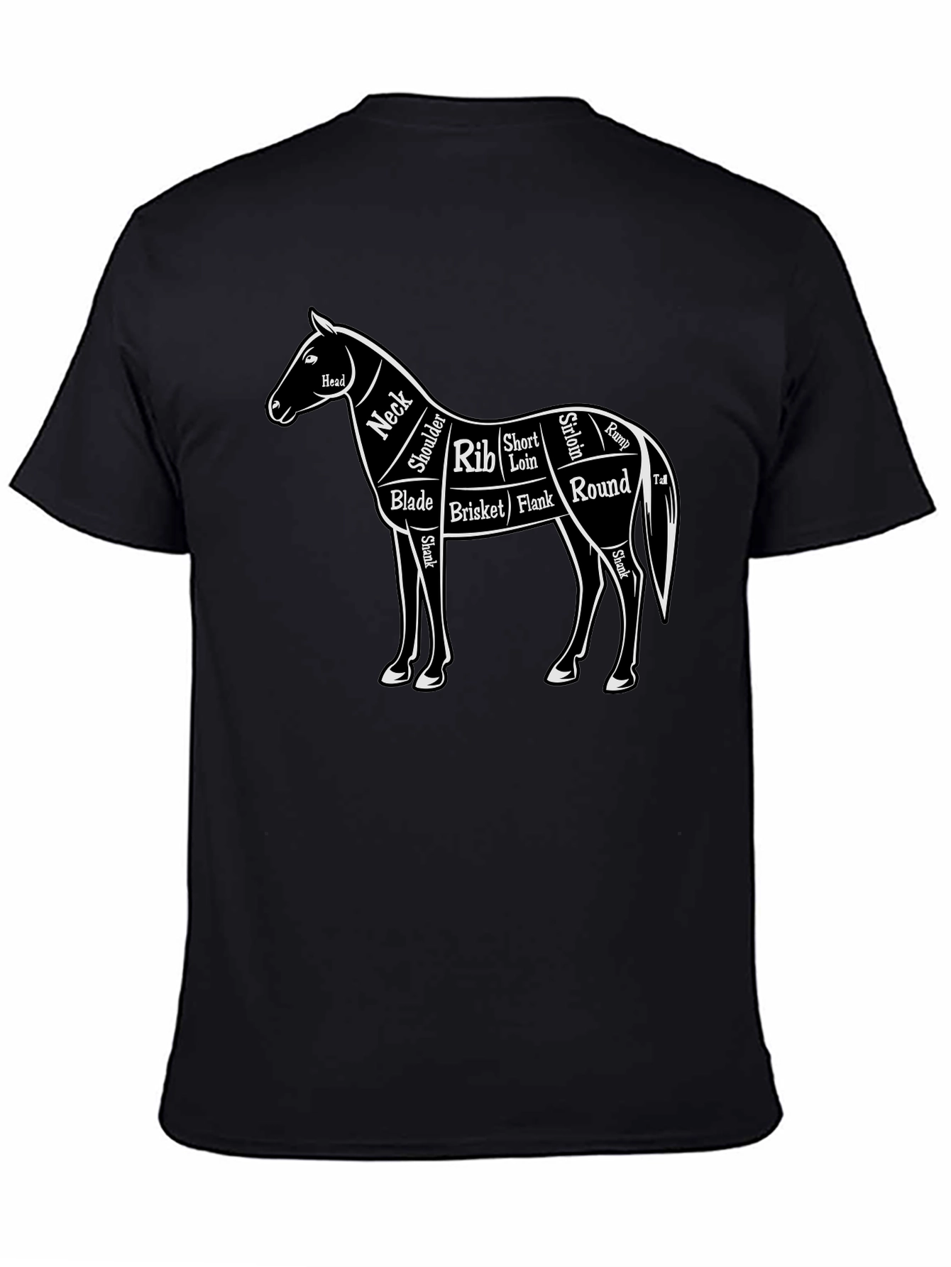Black Horse Anatomy Black Graphic T-Shirt view 4
